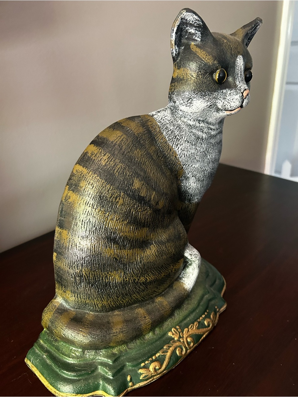 Vintage Door Stop Tabby Cat Heavy Iron - Picture 4 of 10